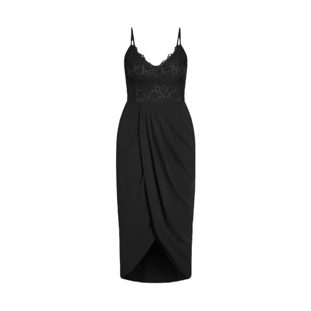 City Chic Lace Touch Dress in Black Size 18 NWT